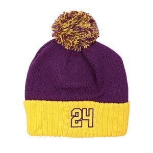 24 Pom Beanie Hat by Lion Dynasty "The Mamba" Purple/Gold One Size Fits All NWT